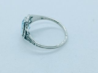 Vintage Sterling Silver TLM Thomas L Mott Aquamarine Ring Jewellery Size L 2