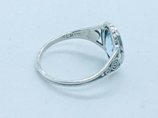 Vintage Sterling Silver TLM Thomas L Mott Aquamarine Ring Jewellery Size L 3