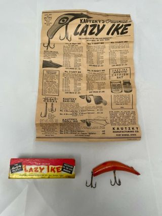 Vintage Kautzky Lazy Ike No.  3 Fishing Lure And Insert Advertisment