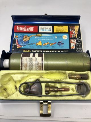 Vintage BernzOMatic TX - 25 Propane Torch Kit Case & Attachments,  Missing Nozzle 3