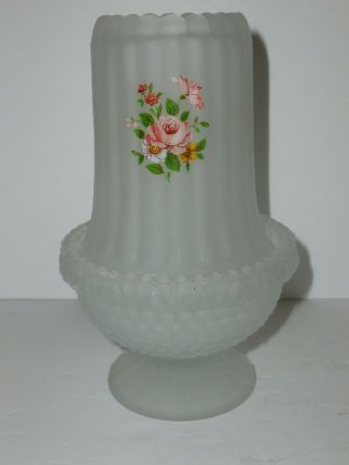 Vintage Fenton Fairy Light Frosted Glass Pink Floral Tea Light Candle Holder