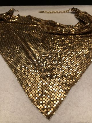 Gorgeous Vintage Whiting And Davis Gold Tone Metal Mesh Bib Swag Collar Necklace 2