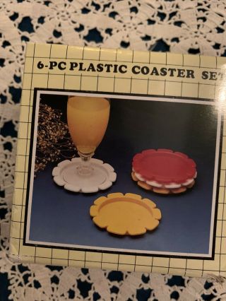 Vintage Set Of Six Plastic Coasters From The Store Pic And Save