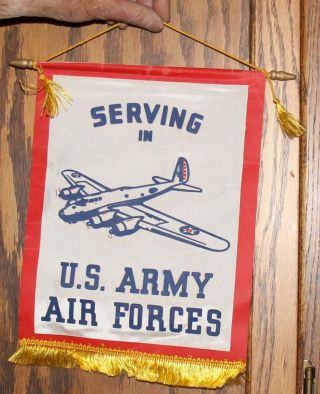 Ww Ii Serving In Us Army Air Forces Window Flag Banner 12 X 9 Inches Vintage
