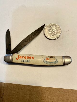 Vintage Imperial Jacques Seeds Folding 2 - Blade Pocket Knife Advertising