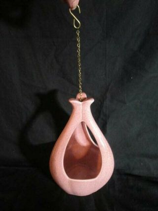 Vintage Retro Mcm Red Wing Mn Pottery Hanging Speckled Pink Planter