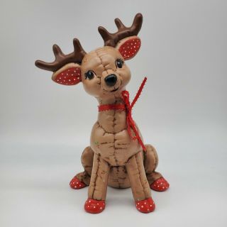 Vintage 1987 Christmas Sitting Reindeer Hand Painted Kimple Mold Ceramic