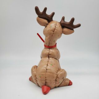 Vintage 1987 Christmas SITTING Reindeer Hand Painted KIMPLE Mold Ceramic 3