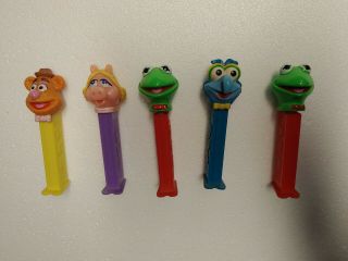 Pez Set Of 5 Vintage Muppets Gonzo Fozzie Kermit Miss Piggy Vg Cond