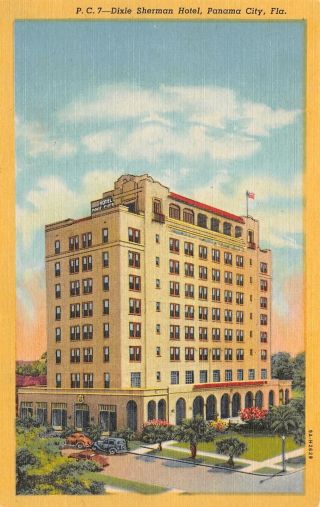 Panama City Florida Dixie Sherman Hotel Vintage Postcard U