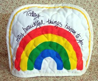 Vintage 1978 Bancroft Quilted Cotton Rainbow Motif Toaster Cover