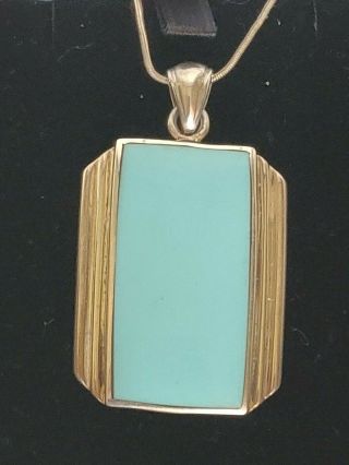 Vintage sterling silver Necklace with large blue Pendant 3