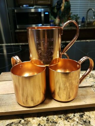 Smirnoff Moscow Mule Mugs Copper Cocktail Cups Set Of 4 Vintage Stunning L2