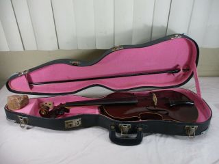 Vintage Violin Viola With Bow & Hard Body Case For Restoration &