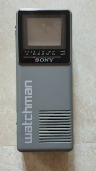 Vintage 1980s Sony Watchman Tv Fd - 10a B&w Handheld Portable Tv Vhf/uhf Nov 1986