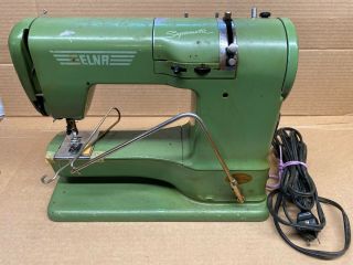Vintage Elna Supermatic Portable Sewing Machine W/ Case -