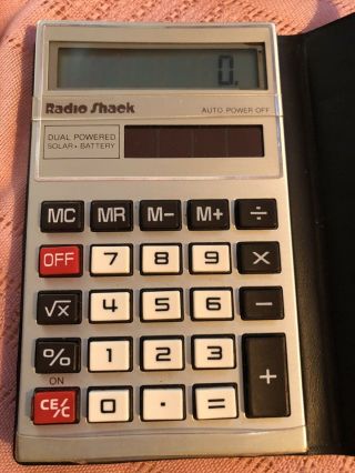 Vintage Radio Shack Dual Powered Solar Battery Ec - 444 Calculator With Case