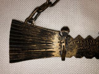 Vintage Spanish Revival Medieval Gothic Brass Wall Hanging Key Holder Rack 2