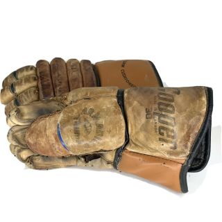 Vintage Cooper 30 Real Leather Hockey Gloves Armadillo Thumb 1960s