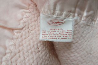 Vintage Chatham Twin Blush Pink Blanket w Gathered Satin Trim Pretty USA 62x72 3