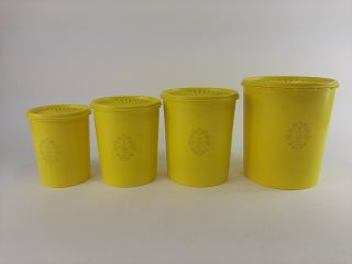 8 Pc Vintage Tupperware Servalier Yellow Canister Set W/ Lids 805 807 809 & 811