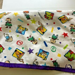Vintage Rugrats Blanket 90 X 70 Chuckie Tommy Spike Angelica Made In Usa Purple