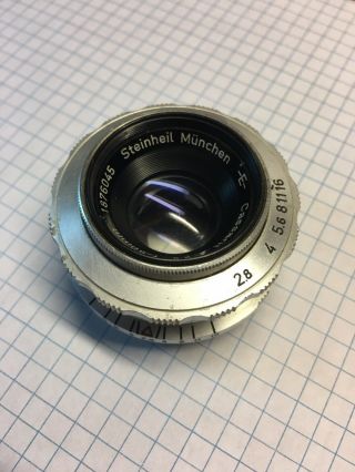 Vintage Lens Steinheil Munchen 50mm F/2.  8 M42 Lens