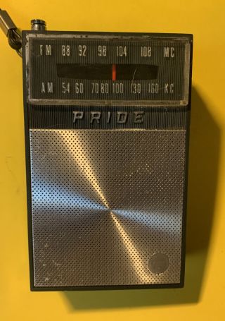 Vintage Portable Pocket Pride Fm Am Transistor Radio