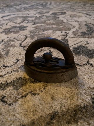 Vintage Miniature Cast Iron Sad Iron W/trivet Wooden Handle