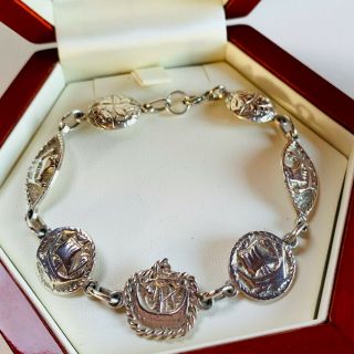 Vintage Jewellery Sterling Silver Iona Viking Ship Bracelet