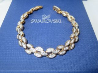 Vintage Swan Signed Swarovski Clear Crystal Bracelet