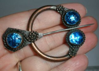 Vintage Jewellery Art Nouveau Arts And Crafts Copper Enamel Kilt Pin ? Brooch