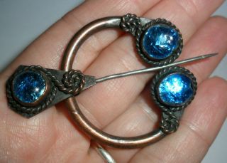 Vintage jewellery art nouveau arts and crafts copper enamel kilt pin ? brooch 2