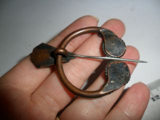 Vintage jewellery art nouveau arts and crafts copper enamel kilt pin ? brooch 3