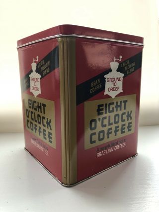 Vintage Eight O ' Clock Coffee Large Gallon Size Advertising Tin Canister RED CAN 3