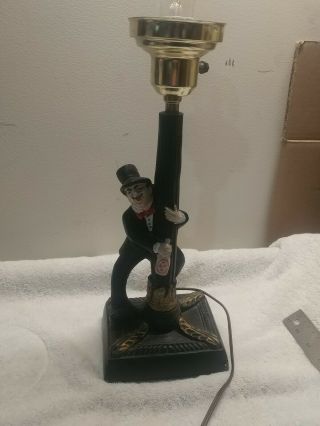 Vintage Bar Lamppost W/charlie Chaplin Top Hat Drunk Man (no Globe) Estate Find