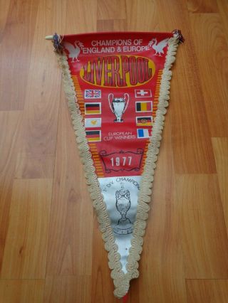 Vintage Liverpool League & European Cup Double Winners 1977 Football Pennant