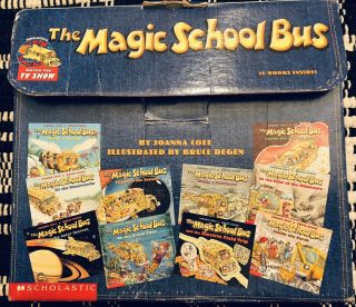 Magic School Bus Tv Show 1994 Briefcase Vintage Boxed Book Set Of 10 Scholastic