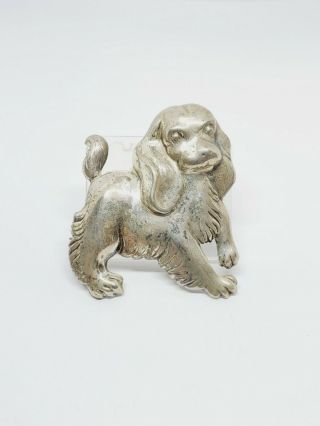 Vintage Lang Sterling Silver 3d Spaniel Puppy Dog Design Pin Brooch