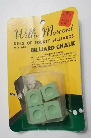 Vintage Willie Mosconi Pool Cue Chalk Billiards Great Packaging
