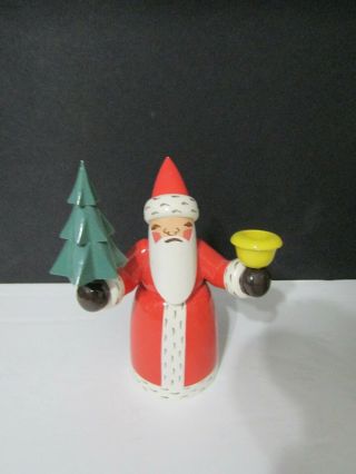 Vtg Erzgebirge Wooden Santa Claus Candle Holder Figure Made In Germany
