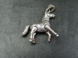 Vintage Sterling Silver Articulated Horse Pendant C.  1990