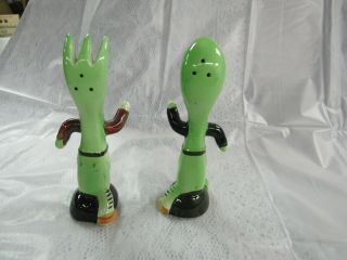 Vintage Spoon and Fork Hand Painted Salt and Pepper Shakers,  Mid - Century 3