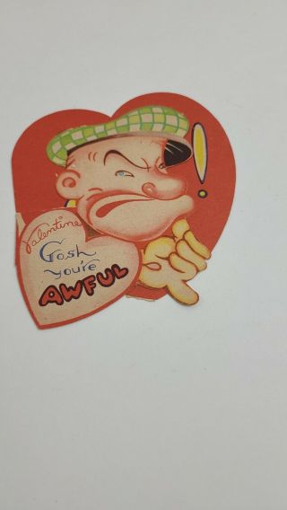 Vintage Valentines Card - Popeye Olive Oil Gosh You 