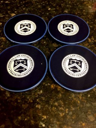 Vintage Federal Law Enforcement Training Center Fletc Ceramic Coasters Set Of 4