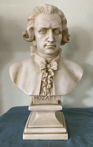 Vintage Piano Decor Bust Of Mozart Sculpture Statue Art Plaster Or Resin (?) 18 "