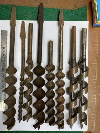 Vintage Large Size Wood Drill Bits,  Eight Each - Open To Offers - F.  99.  40