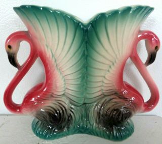 Maddux Vintage Pink Flamingo California Pottery Art Deco Ceramic Figurine Vase