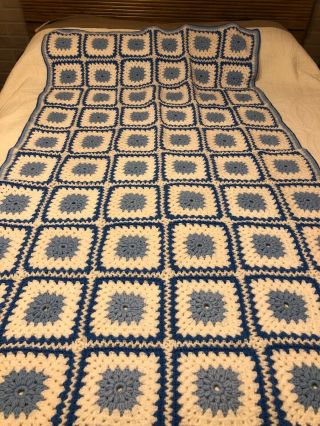 Vtg Handmade Crochet Afghan:blanket/throw Quilt/ Bedspread 67 X 40