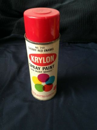 Vintage 1970 Krylon No.  2101 Cherry Red Paper Label Full 13 Oz Spray Paint Can